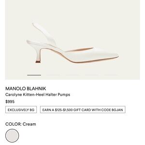 Manolo Blahnik Carolyne Bridal 50 Satin Cream Kitten Heel 41.5 - New